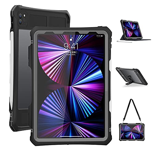 ShellBox Case Neue iPad Pro 11 Zoll 2022 & 2021 & 2020 wasserdichte Hülle, Ganzkörper Heavy Duty Stoßfest Schutzhülle mit Kickstand Eingebauter Displayschutz Stifthalter Schultergurt (Schwarz) ShellBox Case Neue iPad Pro 11 Zoll 2022 & 2021 & 2020 wasserdichte Hülle, Ganzkörper Heavy Duty Stoßfest Schutzhülle mit Kickstand Eingebauter Displayschutz Stifthalter Schultergurt (Schwarz) von ShellBox Case