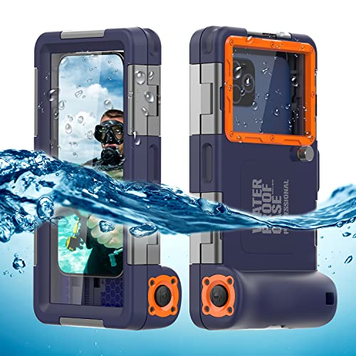 ShellBox Case Taucherhülle 2. Generation für iPhone/Samsung Galaxy Serie, universelle Handys [4,9-6,9 Zoll], Schnorcheln [15 m] Ganzkörperschutz (blau-orange) von ShellBox Case