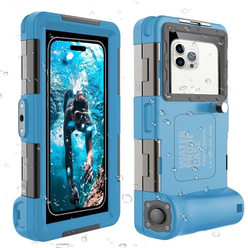 ShellBox Case Tauchhülle 2. Generation für iPhone/Samsung Galaxy-Serie, universelle Handys [4,9–6,9 Zoll], Schnorcheln [15 m], Ganzkörperschutz (blau-grau) von ShellBox Case