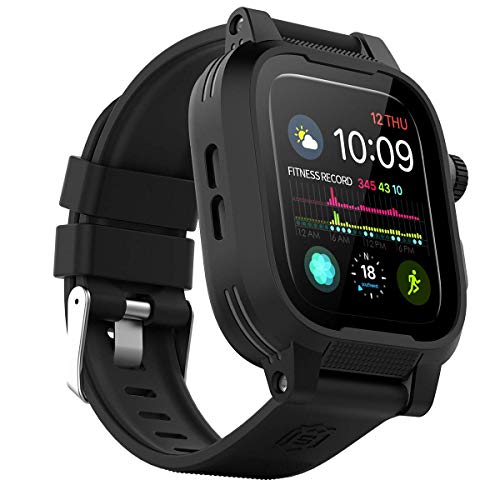 ShellBox Case Wasserdichtes Apple Watch-Gehäuse Serie 6/Serie 5/4/SE, 40 mm, IP68-zertifiziert, stoßfest, stoßfest, für Apple iWatch Ganzkörper-Schutzhülle mit integriertem Displayschutz (schwarz) von ShellBox Case