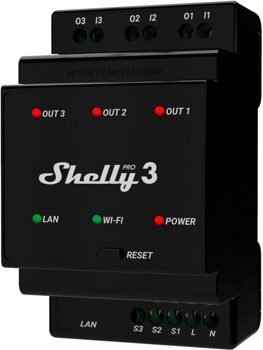 Home Shelly Relais Pro 7,60cm (3) WLAN & LAN Schaltaktor 3x 16A Max. 48A BT (Shelly_Pro3) von Shelly