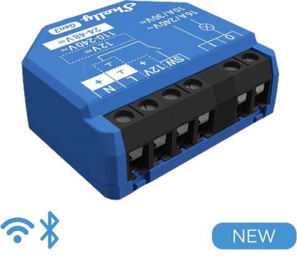 SHELLY Smart-Schalter 1 Gen3, Relais, Unterputz, 1 Kanal, max. 16 A, WLAN, Bluetooth SHELLY Smart-Schalter 1 Gen3, Relais, Unterputz, 1 Kanal, max. 16 A, WLAN, Bluetooth von Shelly