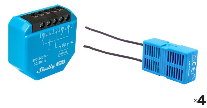 SHELLY Unterputz-Schalter 2L Gen3, 2-Kanal, WLAN, Bluetooth, 4 Stück von Shelly
