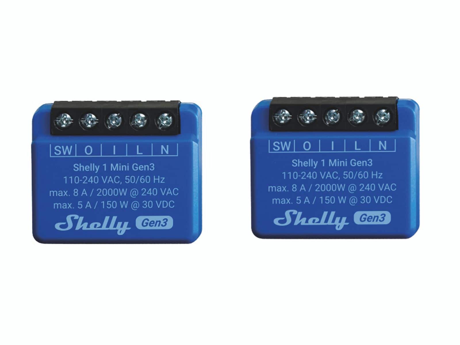 SHELLY WLAN-Schaltaktor 1 Mini Gen 3, blau, 2 Stück von Shelly