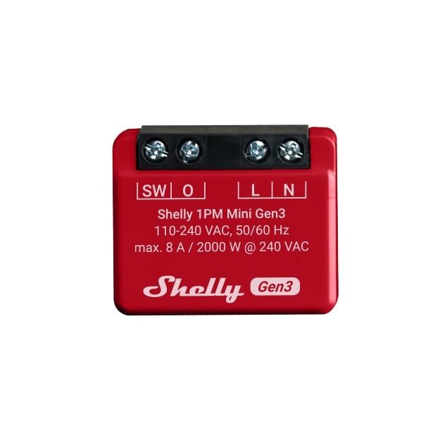 SHELLY WLAN-Schaltaktor 1PM Mini Gen 3, rot von Shelly