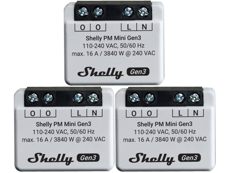 SHELLY WLAN-Leistungsmesser Plus PM Mini Gen.3, weiß, 3 Stück von Shelly