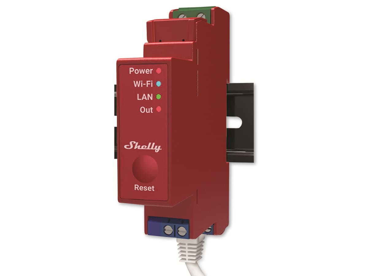 SHELLY WLAN-Schaltaktor Pro 1PM, 16 A, LAN-Anschluss, Bluetooth, Messfunktion von Shelly