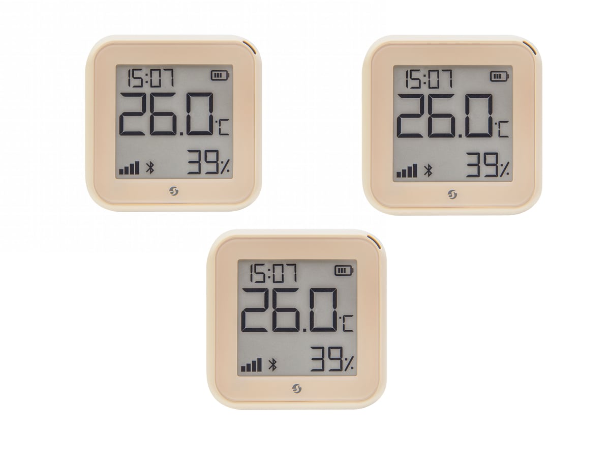 SHELLY WLAN-Temperatur- u. Feuchtigkeitssensor Plus H&T Gen. 3, BT, Mokka, 3 Stück von Shelly