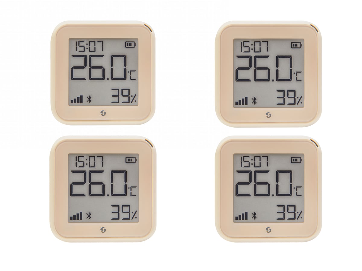 SHELLY WLAN-Temperatur- u. Feuchtigkeitssensor Plus H&T Gen. 3, BT, Mokka, 4 Stück von Shelly