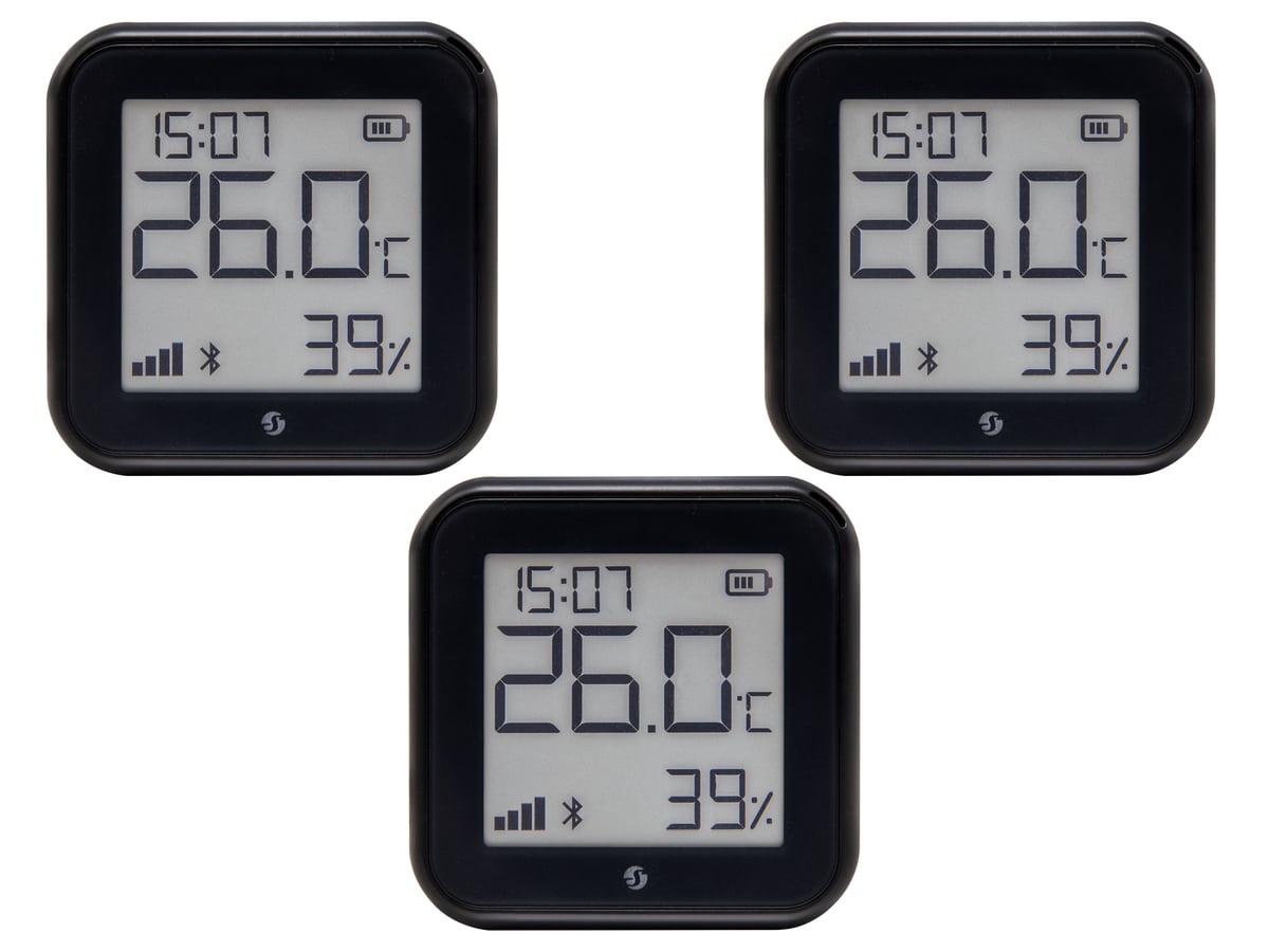 SHELLY WLAN-Temperatur- u. Feuchtigkeitssensor Plus H&T Gen. 3, BT, schwarz, 3 Stück von Shelly