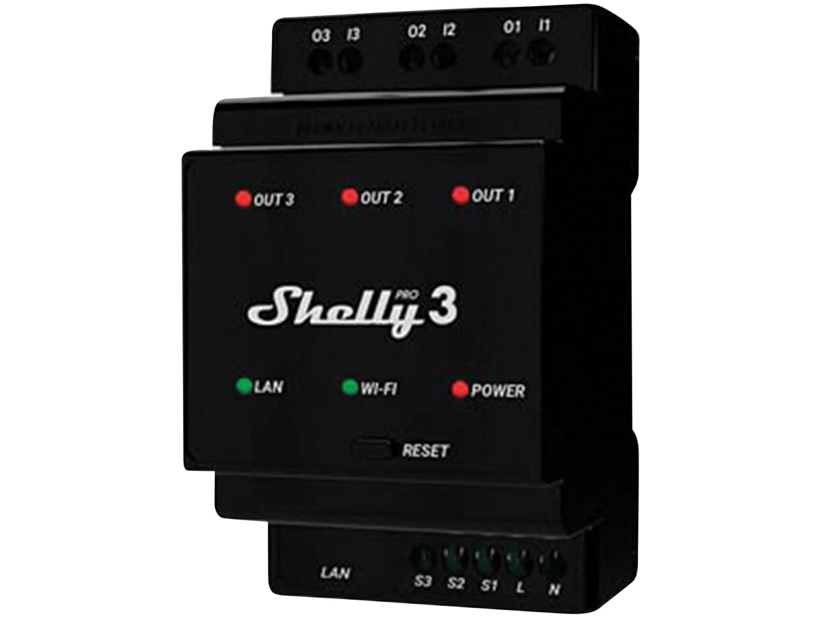 SHELLY WLAN & LAN Schaltaktor Pro 3, 3x 16 A, Bluetooth von Shelly