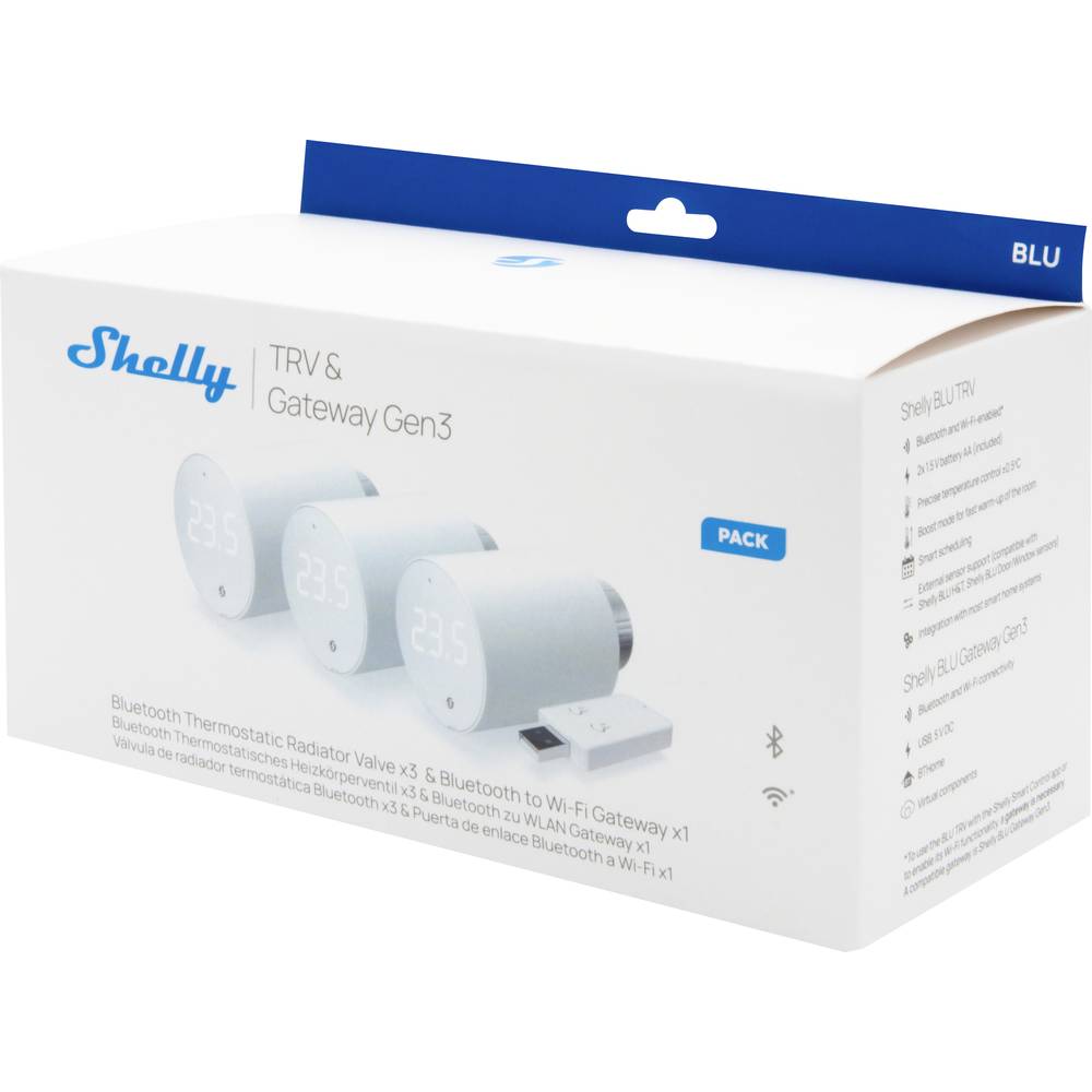Shelly - BLU TRV 3-pack + 1 x BLU Gateway Gen3 - Smart radiator thermostat Shelly - BLU TRV 3-pack + 1 x BLU Gateway Gen3 - Smart radiator thermostat von Shelly