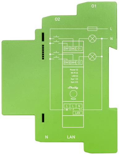 Shelly Pro Dimmer 2PM Hutschienenrelais Bluetooth, Wi-Fi von Shelly