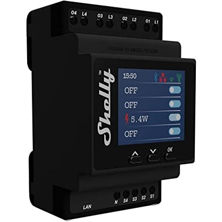 Shelly Relais ""Pro 4PM"" WLAN LAN Max. 40A 4 Kanäle 1 Phase Messfunktion BT DIN-Rail Shelly Relais ""Pro 4PM"" WLAN LAN Max. 40A 4 Kanäle 1 Phase Messfunktion BT DIN-Rail von Shelly