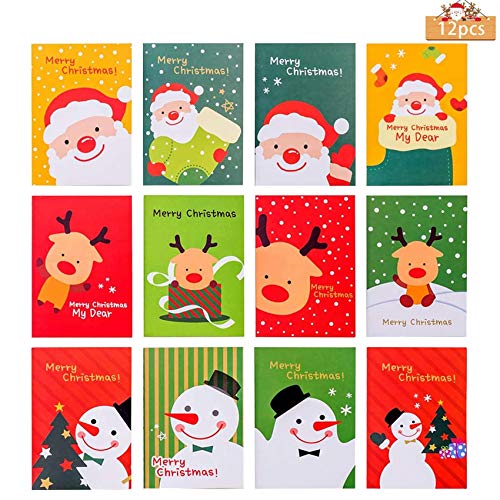 12 Stücke Mini Notizblock Weihnachten,Stobok Mini Notizbuch,Weihnachten Cartoon Notebook,Mini Notizblock Kinder,Mini Tagebuch Notizblock,Weihnachten Kleine Notizblöcke für Kinder von Shengruili