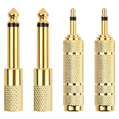 Shengxi Klinke Adapter, 4Pcs Klinkenstecker Gold 3.5mm auf 6.35mm+6.35mm auf 3.5mm, Kopfhöre Klinken Adapter Aux Stereo Audio Adapter für Kopfhörer oder Lautsprecher Gitarre Shengxi Klinke Adapter, 4Pcs Klinkenstecker Gold 3.5mm auf 6.35mm+6.35mm auf 3.5mm, Kopfhöre Klinken Adapter Aux Stereo Audio Adapter für Kopfhörer oder Lautsprecher Gitarre von Shengxi