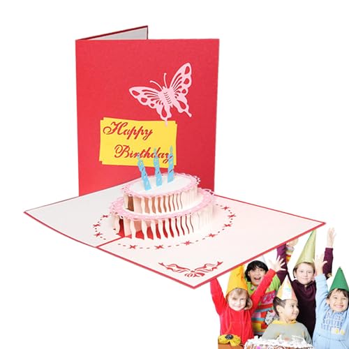 Shenrongtong Happy Birthday Pop Up Karte, lustige Kuchen Geburtstagskarte, einzigartige süße Happy Birthday Karten Postkarten für Familie Freunde Liebhaber von Shenrongtong