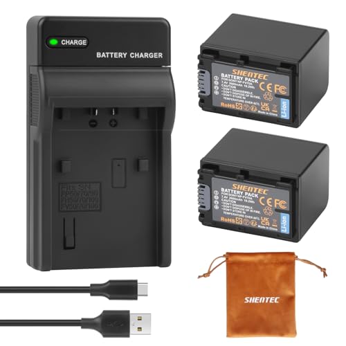 2Pcs Shentec 7.4V 2600mAh Li-ion NP-FV50 NP-FV50 Akku + Ladegerät für Sony NP-FV30 NP-FV40 FV70 FV100 Akkus; HDR-CX150E HDR-CX170 HDR-SR68 DCR-SR20E HDR-CX190 HDR-CX130 von Shentec