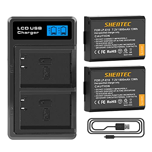 2X Shentec LP-E10 Akku Ersatzakku für Canon LP-E10 EOS 1100D EOS 1200D 1300D 1500D EOS Rebel T3 T5 T6 T7 Kuss X50 Kuss X70 usw. 2X Shentec LP-E10 Akku Ersatzakku für Canon LP-E10 EOS 1100D EOS 1200D 1300D 1500D EOS Rebel T3 T5 T6 T7 Kuss X50 Kuss X70 usw. von Shentec