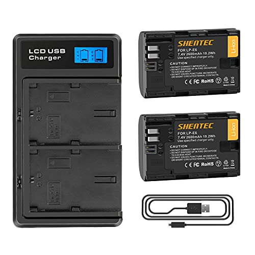 2X Shentec LP-E6 2600mAh Ersatzakku für Canon R5II LP-E6 LP-E6N EOS 5D Mark II EOS 5D Mark III Canon EOS 60D 70D 6D 60D 70D 5D Mark 3 2X Shentec LP-E6 2600mAh Ersatzakku für Canon R5II LP-E6 LP-E6N EOS 5D Mark II EOS 5D Mark III Canon EOS 60D 70D 6D 60D 70D 5D Mark 3 von Shentec