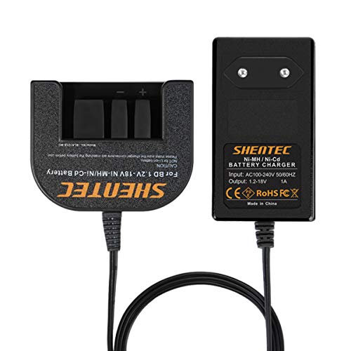 Shentec 1.2V-18V Akku Ladegerät Kompatibel mit Black & Decker Ladegerät 7.2V 9.6V 12V 14.4V 18V NI-MH/NI-CD Diabatterien von Shentec