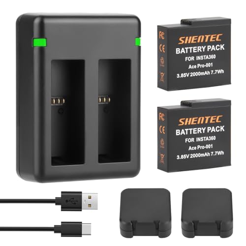 Shentec 2 Stück 3.85V 2000mAh Ersatzakku für Insta360 Ace/Ace Pro und 2 Fach Ladegerät kompatibel mit Insta360 Ace/Ace Pro Shentec 2 Stück 3.85V 2000mAh Ersatzakku für Insta360 Ace/Ace Pro und 2 Fach Ladegerät kompatibel mit Insta360 Ace/Ace Pro von Shentec