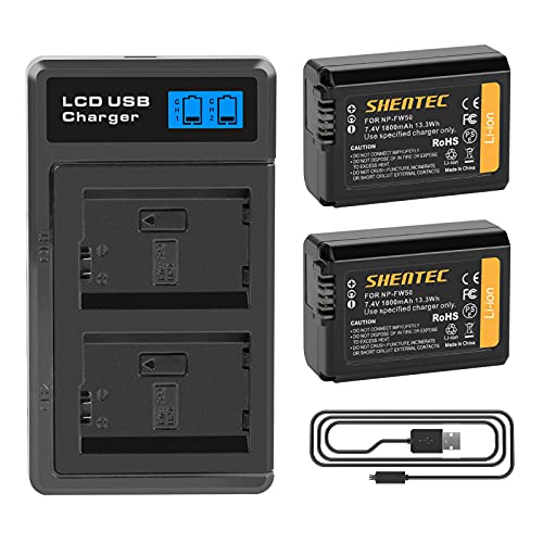 Shentec NP-FW50 Ersatz Akku 7.4V 1800mAh für Sony Alpha 7 7II 7R 7S NEX-3 NEX-3N NEX-5 NEX-5N NEX-5T NEX-6 NEX-7 NEX-F3 NEX-C3 SLT A55V A33 A35 A37 von Shentec
