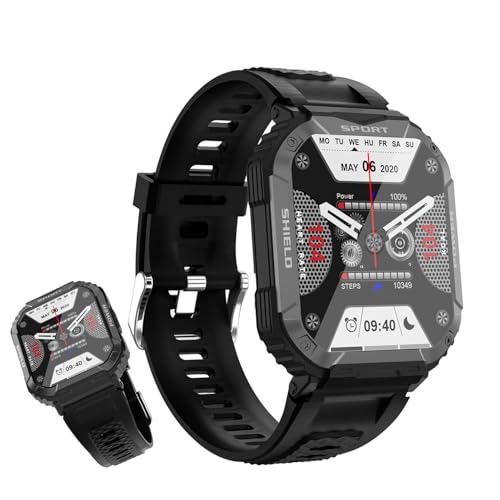 Smartwatch Herren mit Telefonfunktion, Bluetooth-Anruf & Message Alert 1.83" Touchscreen 15+ Tage, Militär Smartwatch Fitnessuhr IP68 Wasserdicht, 24H Gesundheits-Screening für Android/iOS Smartwatch Herren mit Telefonfunktion, Bluetooth-Anruf & Message Alert 1.83" Touchscreen 15+ Tage, Militär Smartwatch Fitnessuhr IP68 Wasserdicht, 24H Gesundheits-Screening für Android/iOS von Shepatio