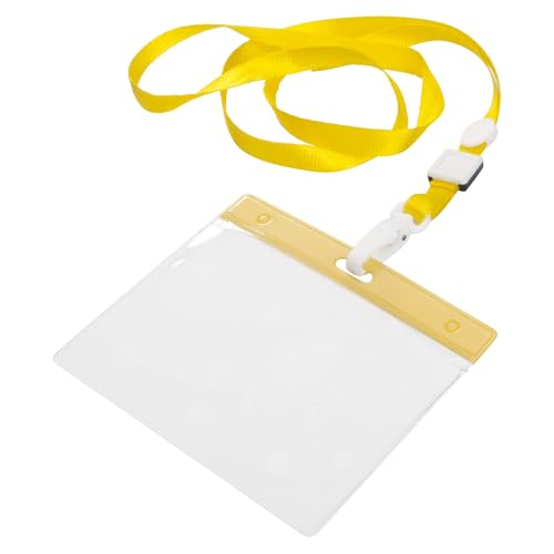Ausweishülle mit Band Gelb (20 Stück) Ausweishalter Kartenhülle Lanyard durchsichtige Plastikhülle Abzeichen Halter, 100x75mm, für Messen, Konferenzen, Büro von Sherveer