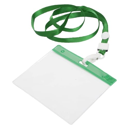 Ausweishülle mit Band Grün (1 Stück) Ausweishalter Kartenhülle Lanyard durchsichtige Plastikhülle Abzeichen Halter, 100x75mm, für Messen, Konferenzen, Büro von Sherveer