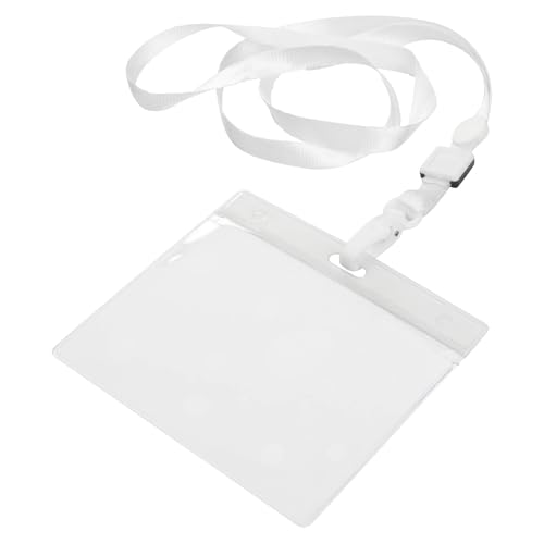 Ausweishülle mit Band Weiß (20 Stück) Ausweishalter Kartenhülle Lanyard durchsichtige Plastikhülle Abzeichen Halter, 100x75mm, für Messen, Konferenzen, Büro von Sherveer