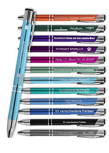 Sherveer Kugelschreiber mit Gravur SIGNATURE ELEGANCE Lasergravur hellblau 0821C Aluminium eloxiert (1 Stück) Strichstärke: M ca. 0,6mm Tinte: blau von Sherveer