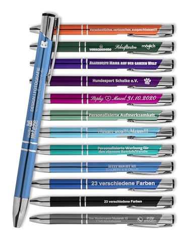 Sherveer Kugelschreiber mit Gravur SIGNATURE ELEGANCE Lasergravur hellblau Aluminium eloxiert (1 Stück) Strichstärke: M ca. 0,6mm Tinte: blau von Sherveer