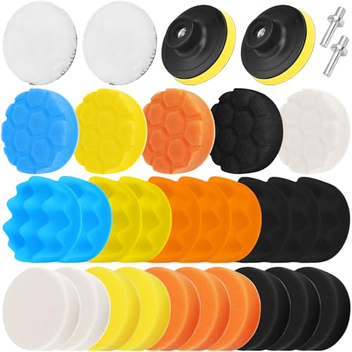 Sheryl&Rain 80mm Polierschwämme Pads, 31 Stück Polierset, Polierpad Schwämme Polieraufsatz Akkuschrauber Auto Set für Exzenter Poliermaschine Schleifmaschine zum Polieren Schleifen Wachs Sheryl&Rain 80mm Polierschwämme Pads, 31 Stück Polierset, Polierpad Schwämme Polieraufsatz Akkuschrauber Auto Set für Exzenter Poliermaschine Schleifmaschine zum Polieren Schleifen Wachs von Sheryl&Rain