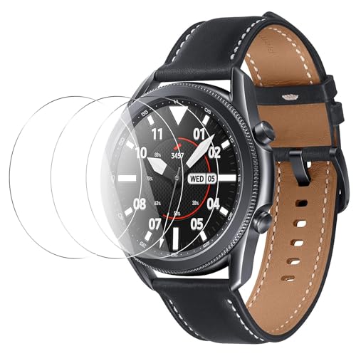 Shesyuki Tempered Glass Compatible with Samsung Galaxy Watch 3 45mm Protection Screen, 9H Hardness Anti-Scratch Screen Protector, Bubble-Free Anti-Fingerprint HD Protection Watch Glass, 3 Pieces von Shesyuki
