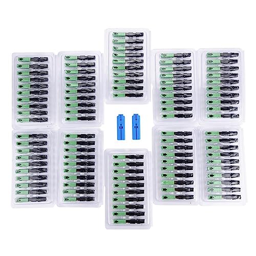 Shexton Glasfaser Schnellverbinder, 100 Teiliger Glasfaser Stecker Kit SC/APC Embedded Glasfaser Schnellverbinder Verbindungsadapter Schnellverbinder Optischer Faseroptik Für FTTH Prüfgeräte von Shexton