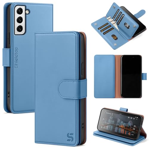 Shieldtop Kompatibel mit Samsung Galaxy S22+ Plus, Brieftaschen-Schutzhülle mit Kartenhalter, für Damen und Herren, RFID-blockierend, PU-Leder, Folio-Klapphülle, TPU-Schutzhülle, Kreditkartenfächer von Shieldtop