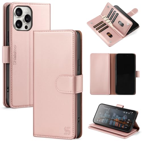 Shieldtop Schutzhülle für iPhone 14 Pro Max mit Kartenhalter, RFID-blockierend, PU-Leder, Folio-Klapphülle, TPU-Schutzhülle, Kreditkartenfächer, Handyhülle für Apple 14 Pro Max, Roségold Shieldtop Schutzhülle für iPhone 14 Pro Max mit Kartenhalter, RFID-blockierend, PU-Leder, Folio-Klapphülle, TPU-Schutzhülle, Kreditkartenfächer, Handyhülle für Apple 14 Pro Max, Roségold von Shieldtop