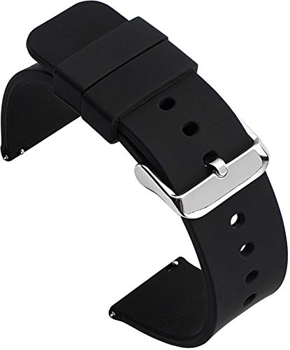 Shieranlee 20mm Silikon Uhrenarmband mit Edelstahl Silberne Schnalle für Galaxy Watch Active/Active 2/Galaxy Watch Active 2 44mm/Galaxy Watch Active 40mm/Galaxy Watch 3 41mm for Men Women von Shieranlee