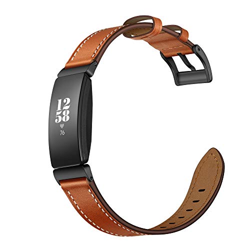 Shieranlee Kompatibel mit Fitbit Inspire HR Armband/Fitbit Inspire Lederarmband, Weiches Leder Ersatzarmband mit Edelstahl Verschluss für Fitbit Inspire HR/Fitbit Inspire Fitness Tracker von Shieranlee