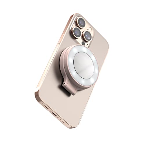 ShiftCam SnapLight – LED-Selfie-Ringlicht mit vier Helligkeitseinstellungen und eingebautem Akku – Magnetische Halterung lässt sich an jedem Telefon befestigen – klappbares Design (Kreiderosa) von ShiftCam