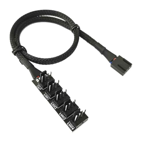 PWM Lüfter-Hub, 1-zu-5-Wege-Verlängerungskabel, internes Lüfternetzteil-Verlängerungskabel, 4-polig/3-poliger Motherboard-Lüfter-Splitter-Adapter-Anschluss mit 40 cm Lüfterkabel von ShigKeu