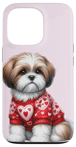 Hülle für iPhone 13 Pro Shih Tzu Hundepullover für Valentinstag, rotes Herz von Merch von Amazon