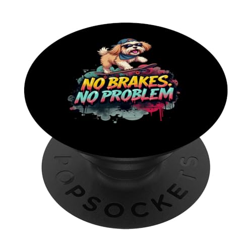 Lustiges Skateboard-Geschenk für Shih Tzu Hundebesitzer PopSockets Klebender PopGrip von Shih Tzu Fun Designs