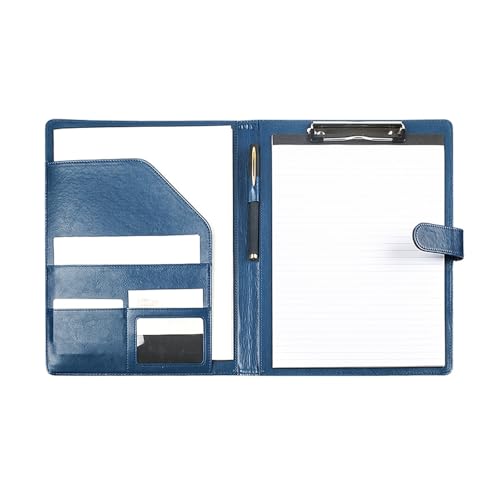Schnellhefter A4-Ordner aus Leder mit Stifteinsatz, multifunktionaler Clip for Vertragsunterzeichnung, for Geschäftstreffen, Schreibblöcke Fächermappe(Blue) von Shihan-2015