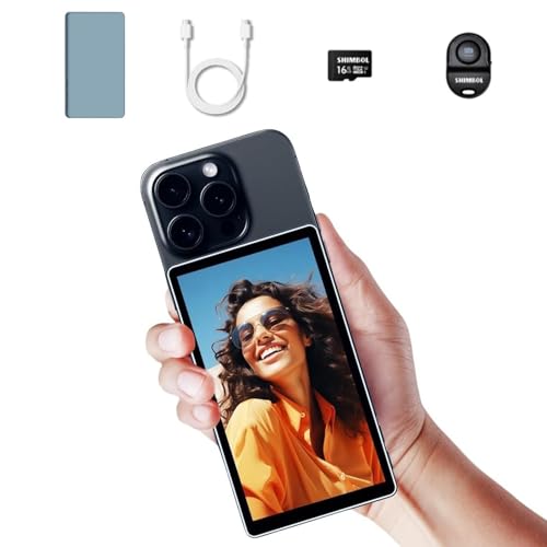 Shimbol CP5 5" Telefon-Vlog-Selfie-Monitor-Bildschirm mit magnetischer Silikonhülle,500nit 1080P-Touchscreen-Selfie-Monitor mit Aluminiumgehäuse und Bluetooth-Fernbedienung für iPhone Android Vlogging von Shimbol