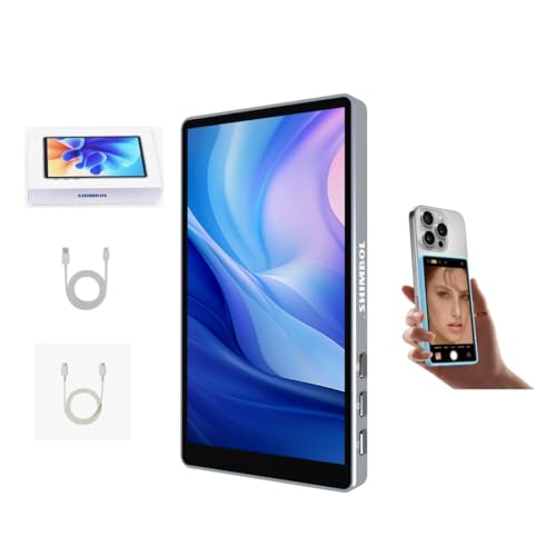 Shimbol CP5 Lite Phone Vlog Selfie Screen 1080P 5 inch Full HD Rear Camera Monitor 2.4G 5G Video Transmission 50 Meters for Live Streaming,TikTok,Compatible with iPhone (Blue Case) von Shimbol