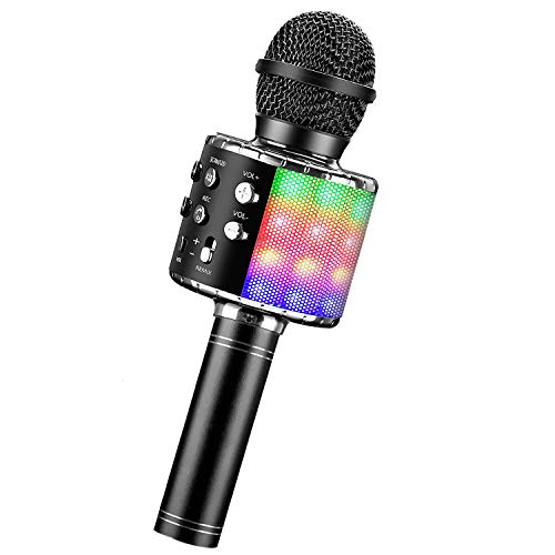 ShinePick Karaoke-Mikrofon, kabellos, Karaoke-Mikrofon, Bluetooth, tragbar, für Kinder/Erwachsene, kompatibel mit Android/IOS/PC/Smartphone Schwarz von ShinePick