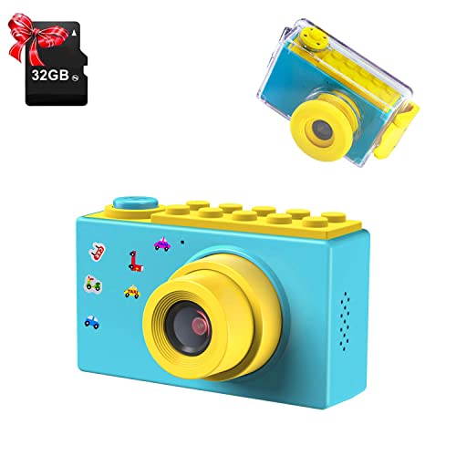 ShinePick Kinderkamera, wasserdicht, Mini-Kamera mit TF-Karte 32 GB/Digitalzoom 4 x / 8 MP/TFT-LCD-Display (2 Zoll), Digitalkamera für Kinder (blau) von ShinePick