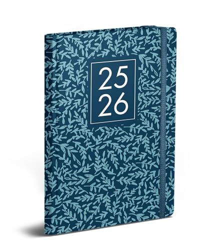 A5 Designer Akademischer Terminplaner 2025-26, Blumenmuster Softcover, Jahresplaner mit Gummizugverschluss, Blätter Marineblau A5 Designer Akademischer Terminplaner 2025-26, Blumenmuster Softcover, Jahresplaner mit Gummizugverschluss, Blätter Marineblau von Shineone